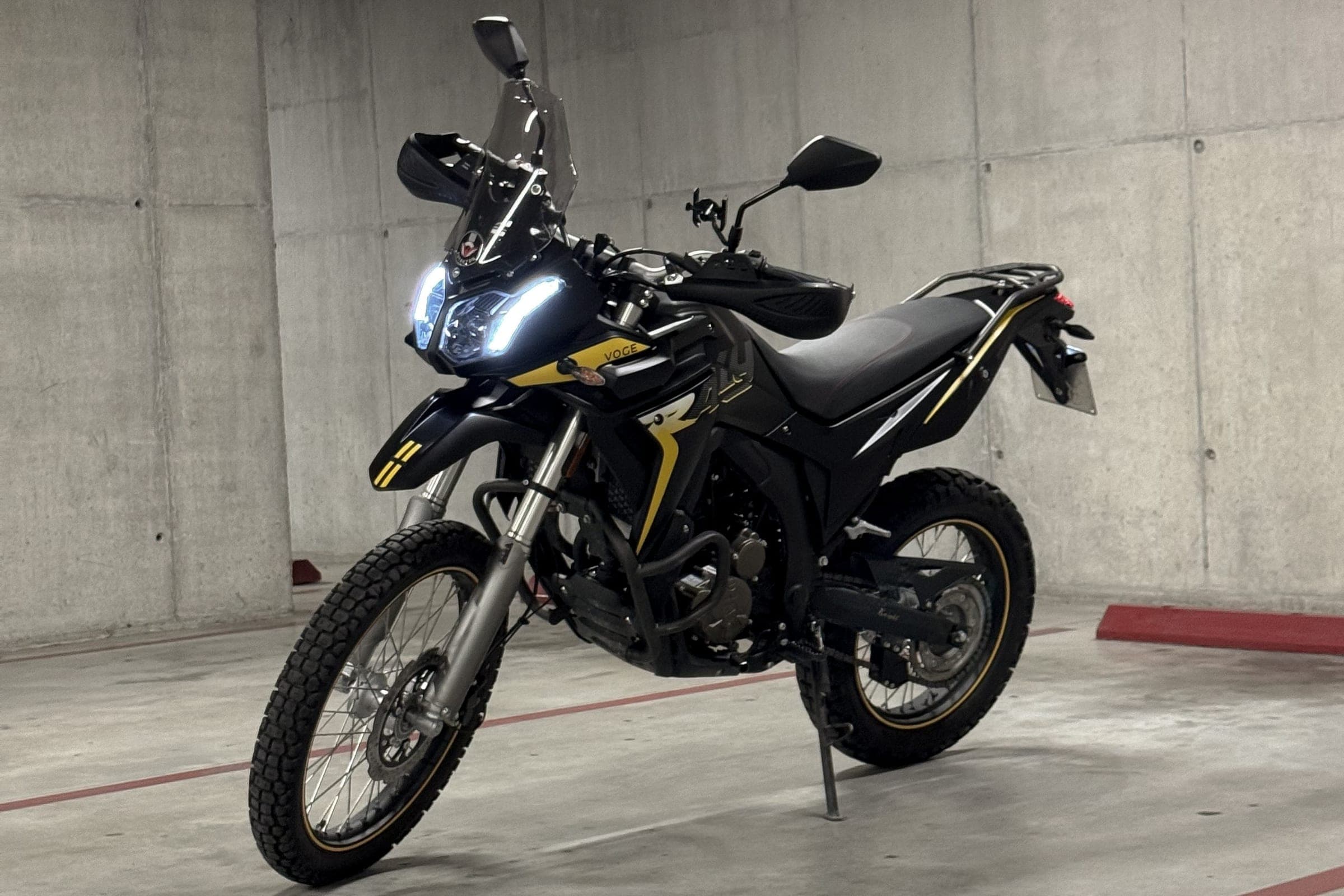 Voge 300 Rally parked indoors